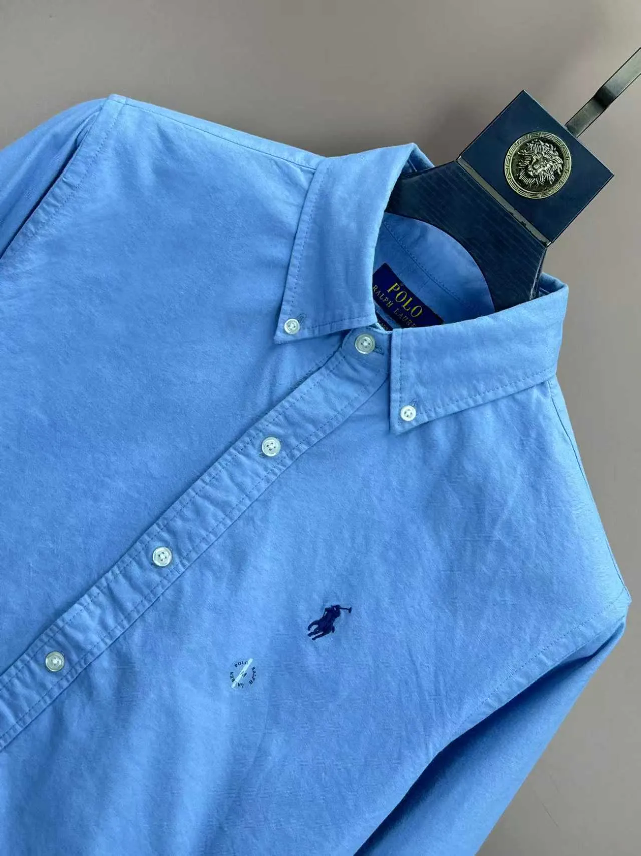 P360 Polo 25ss new solid color logo embroidered buttoned long-sleeved shirt men's high version code number: XS.S.M.L.XL.